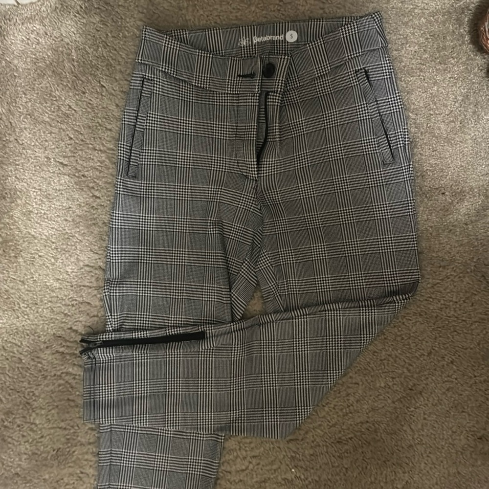 Betabrand Black & White Ankle Dress Pants